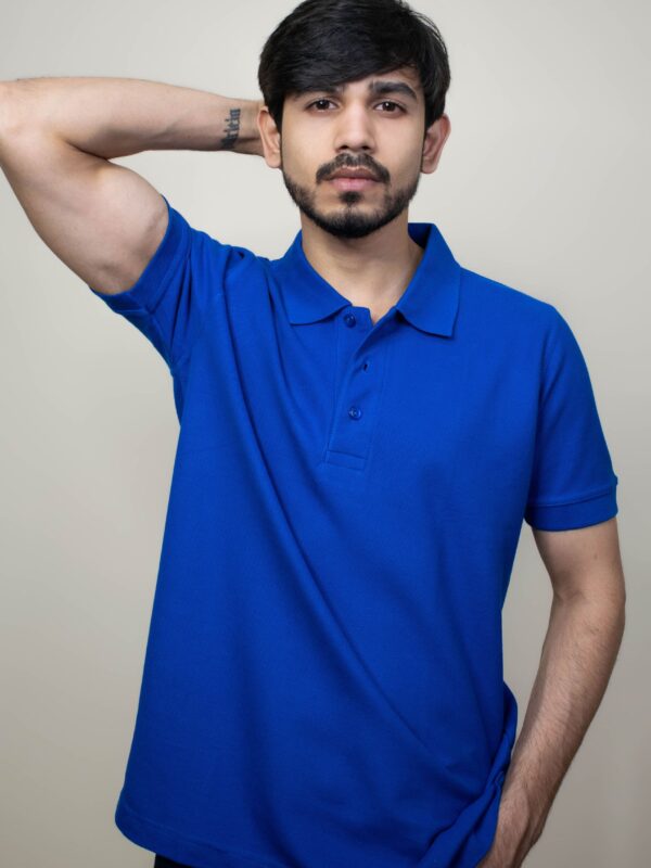 Royal Blue Solid Pique Polo T-Shirt