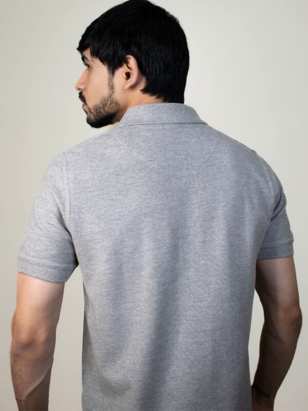 Melange Grey Solid Pique Polo T-Shirt