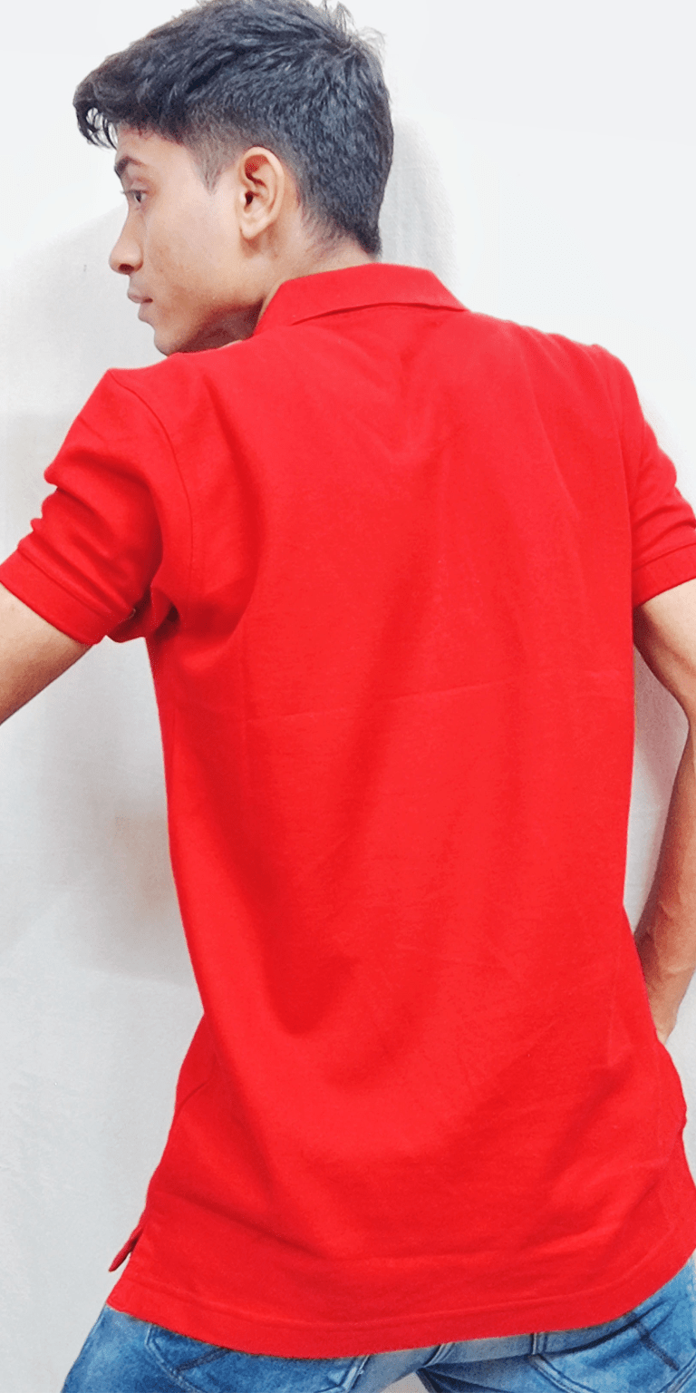 Red polo t shirt back side