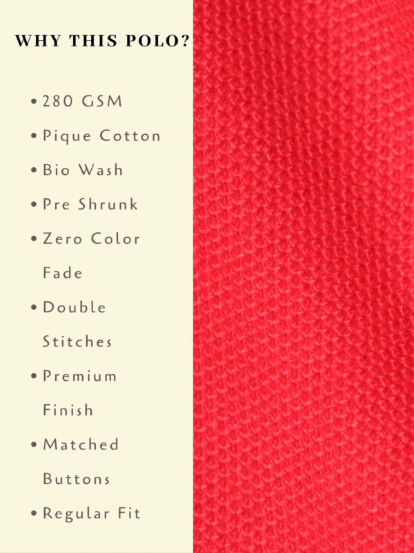 Red polo t shirt features