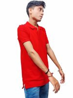 Red polo t shirt right side image