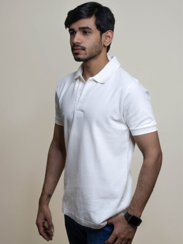 Angel White Solid Pique Polo T-Shirt