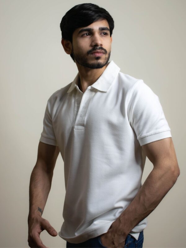 Angel White Solid Pique Polo T-Shirt