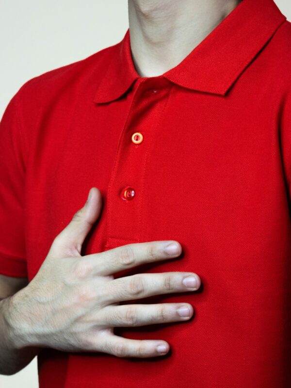 red pique polo t shirt