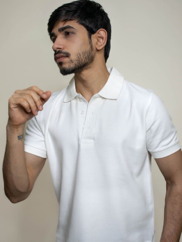 Angel White Solid Pique Polo T-Shirt