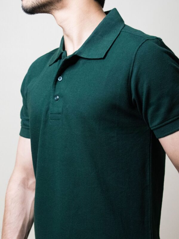 Forest Green Solid Pique Polo T-Shirt