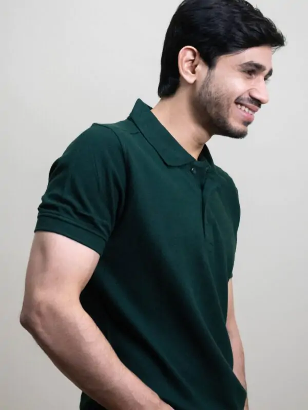 Forest Green Solid Pique Polo T-Shirt