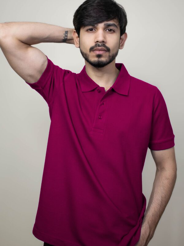 Shadow Maroon Solid Pique Polo T-Shirt