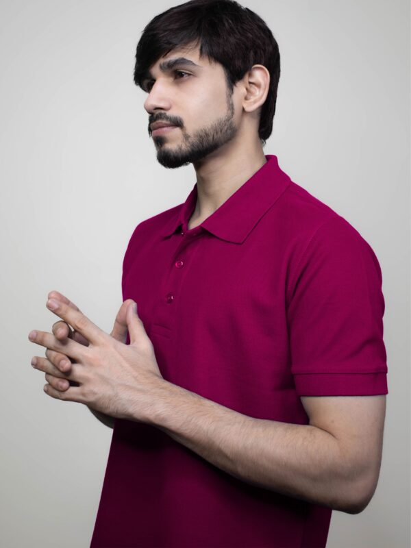 Shadow Maroon Solid Pique Polo T-Shirt