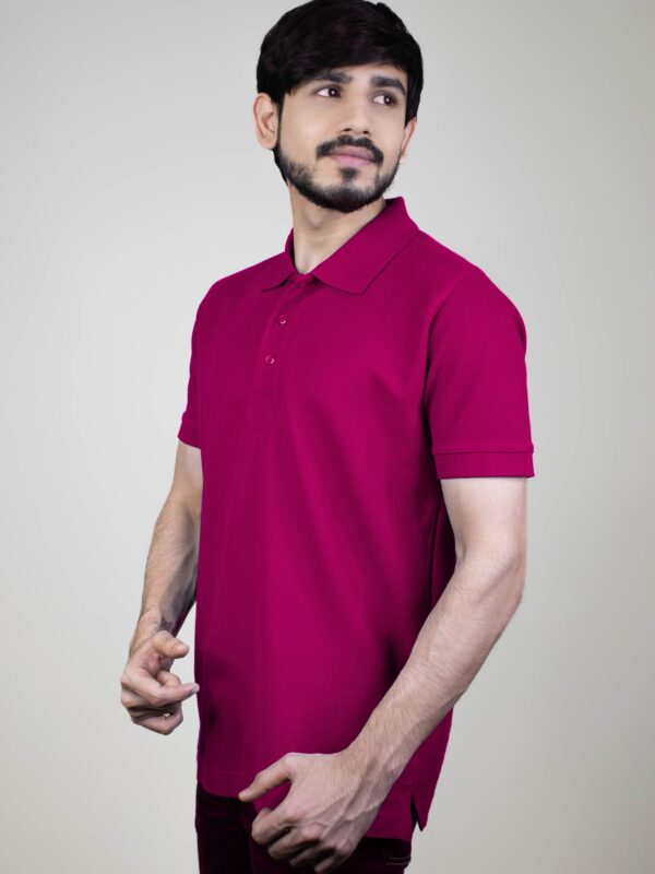 Shadow Maroon Solid Pique Polo T-Shirt