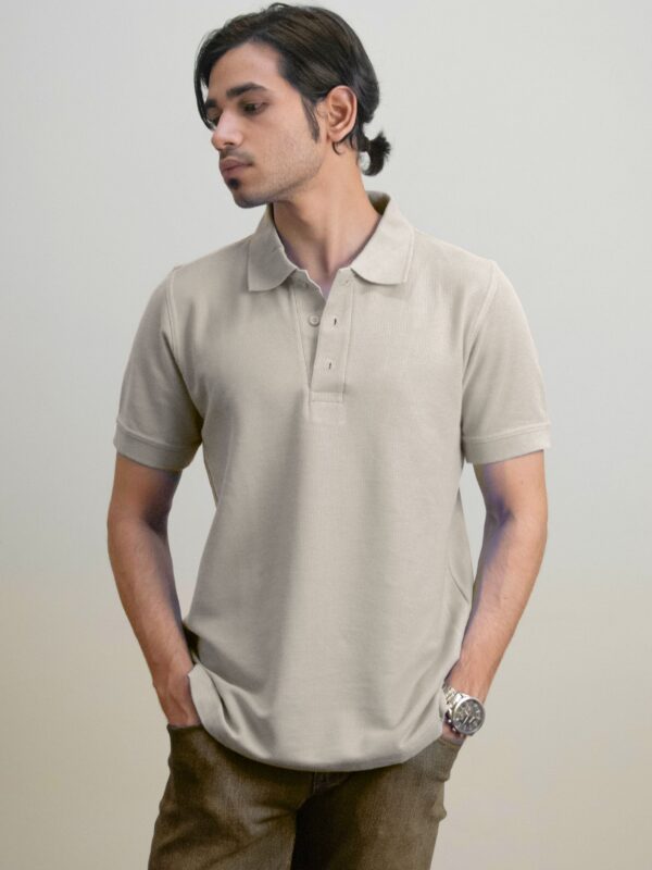 Desert Sand Solid Pique Polo T-Shirt