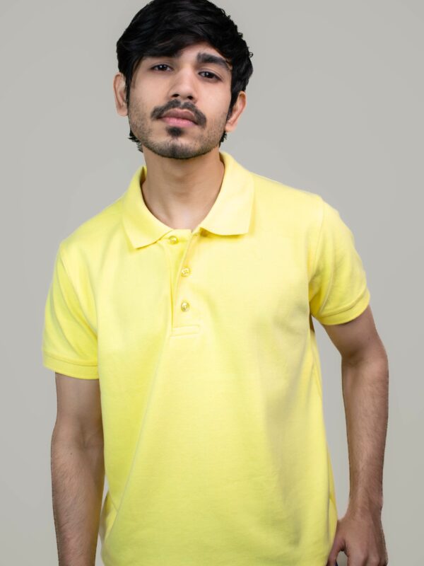 Lemon Yellow Solid Pique Polo T-Shirt