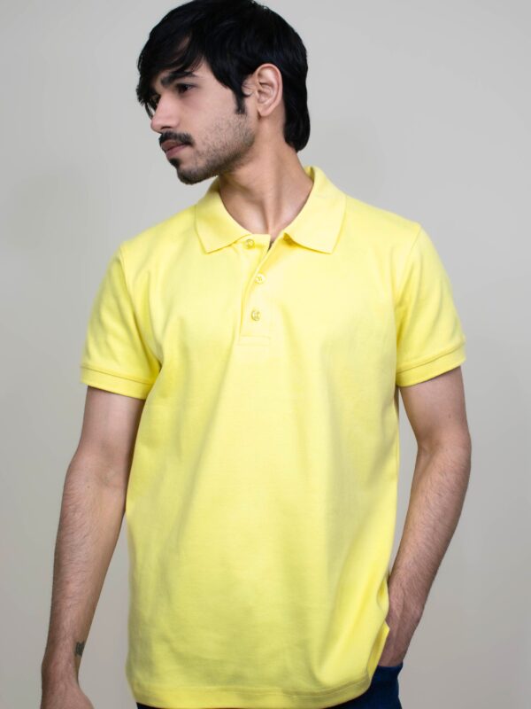 Lemon Yellow Solid Pique Polo T-Shirt