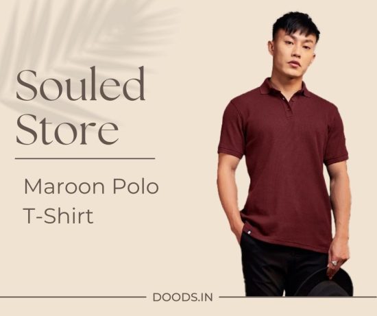 Souled Store Maroon Color Polo T shirt